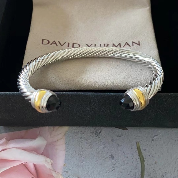 David Yurman Silver and Gold Cable Bracelet Sz M